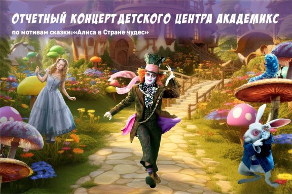 Отчетный концерт детского центра «Академикс» по мотивам сказки «Алиса в стране чудес»