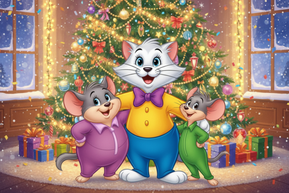 Новогодний спектакль «Мышиный переполох и желание кота Леопольда» в с. Усть-Калманка